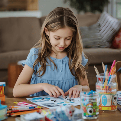 Kids with craft kit summer