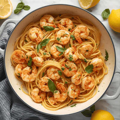 Lemon Garlic Shrimp Pasta for post-party meal prep
