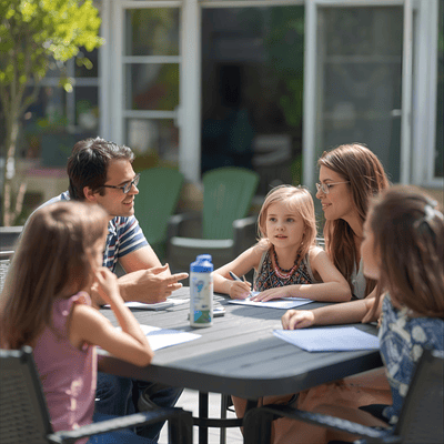 Family setting screen time rules with Tech-Wise Family book
