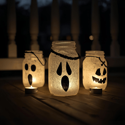 Ghost Lantern Jars for screen-free Halloween crafts 2025