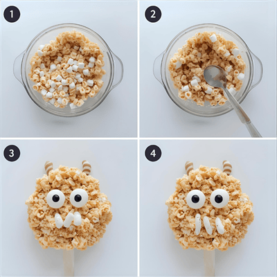 Monster Rice Krispie Treats for DIY Halloween snack crafts for kids 2025