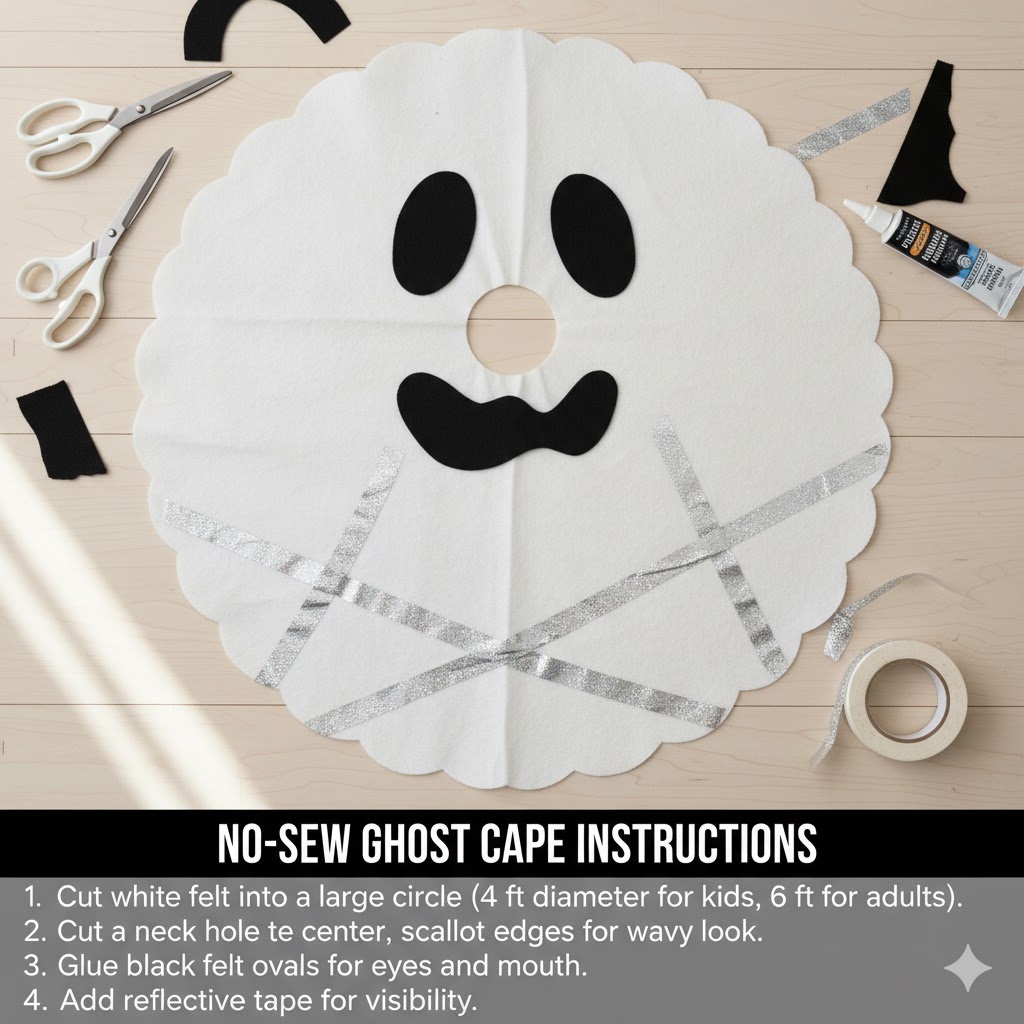 No-Sew Ghost Cape for Halloween costume DIY ideas for families 2025
