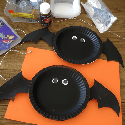 Paper Plate Bat Mobile for family Halloween activities 2025