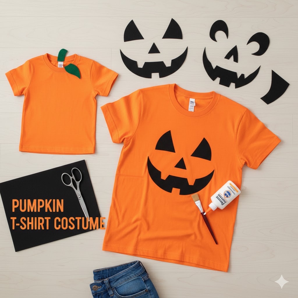 Pumpkin T-Shirt Costume for Halloween costume DIY ideas for families 2025