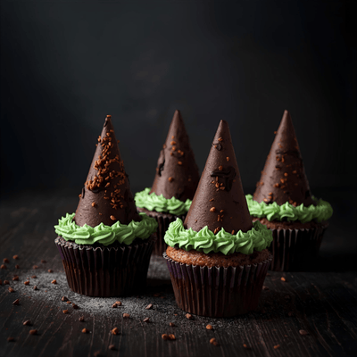 Witch Hat Cupcakes for DIY Halloween snack crafts for kids 2025